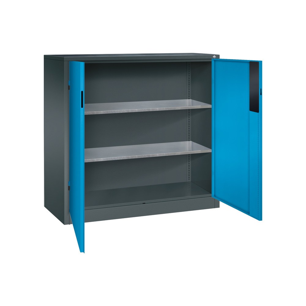 Numéro de l'image du produit 4: Armoire pour charges lourdes C+P avec 2 tablettes, H x l x P 1 200 x 1 200 x 500 mm, gris anthracite, bleu clair