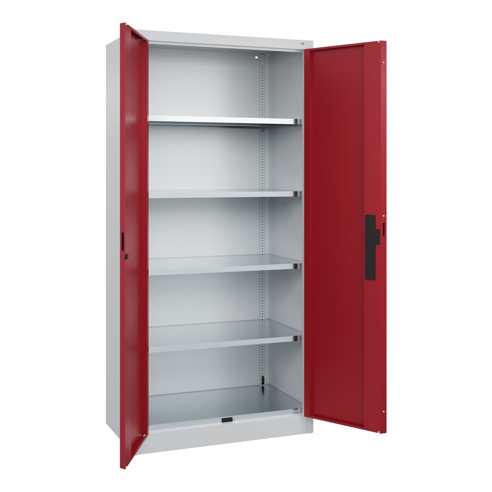 Numéro de l'image du produit 5: Armoire pour charges lourdes C+P avec 4 tablettes, H x l x P 1 950 x 930 x 500 mm, gris clair, rouge rubis