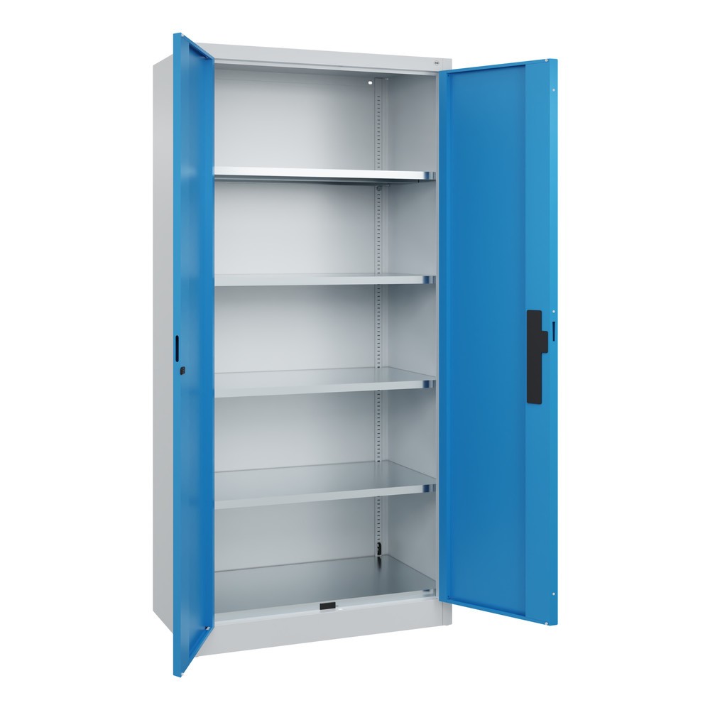 N° de l'image du produit 3 : Armoire pour charges lourdes C+P avec 4 tablettes, H x l x P 1 950 x 930 x 500 mm, gris clair, bleu clair