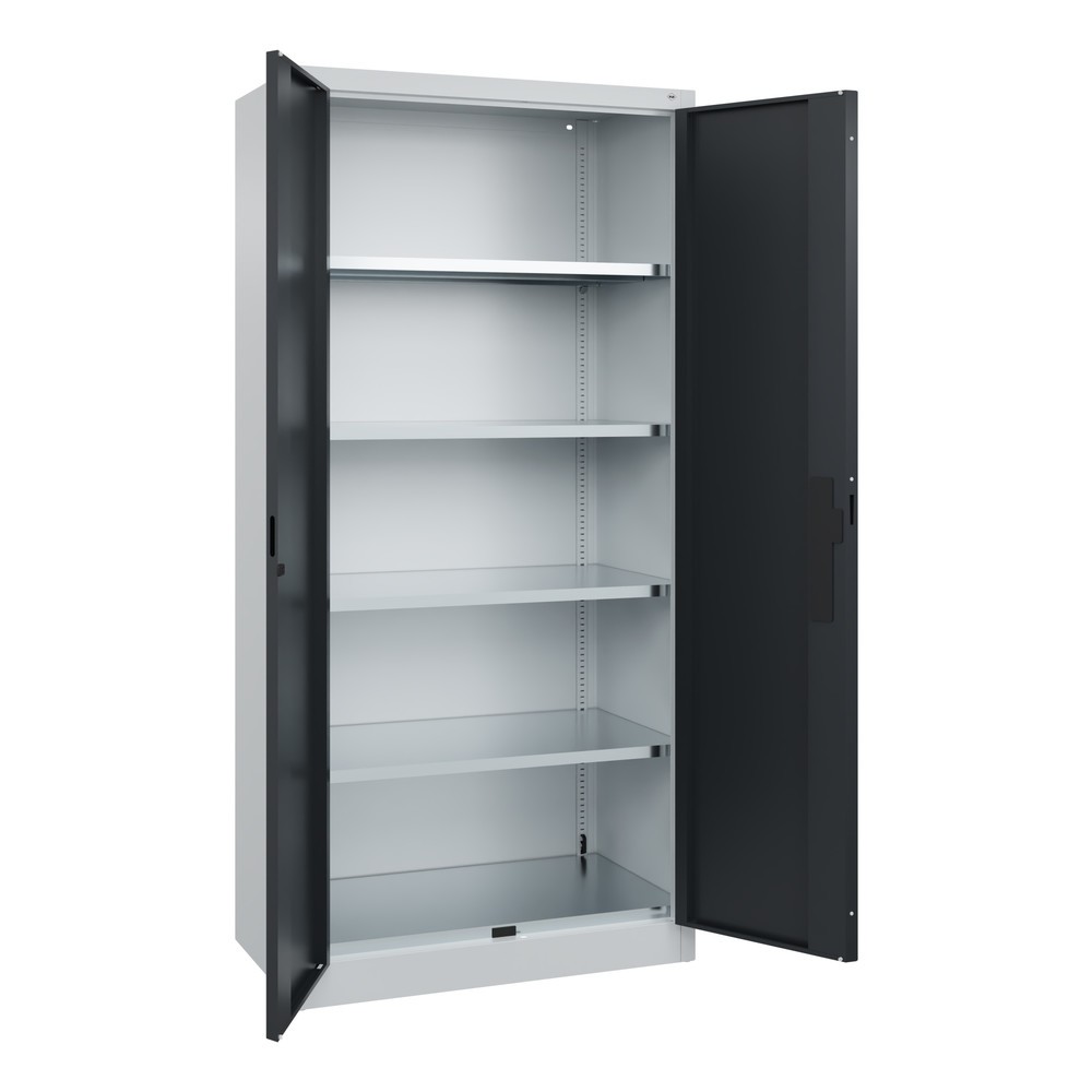 N° de l'image du produit 6 : Armoire pour charges lourdes C+P avec 4 tablettes, H x l x P 1 950 x 930 x 500 mm, gris clair, gris noir