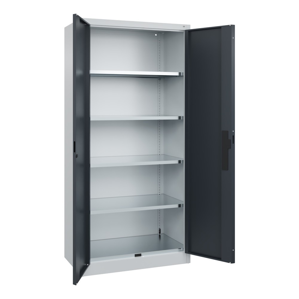 Numéro de l'image du produit 6: Armoire pour charges lourdes C+P avec 4 tablettes, H x l x P 1 950 x 930 x 500 mm, gris clair, gris anthracite