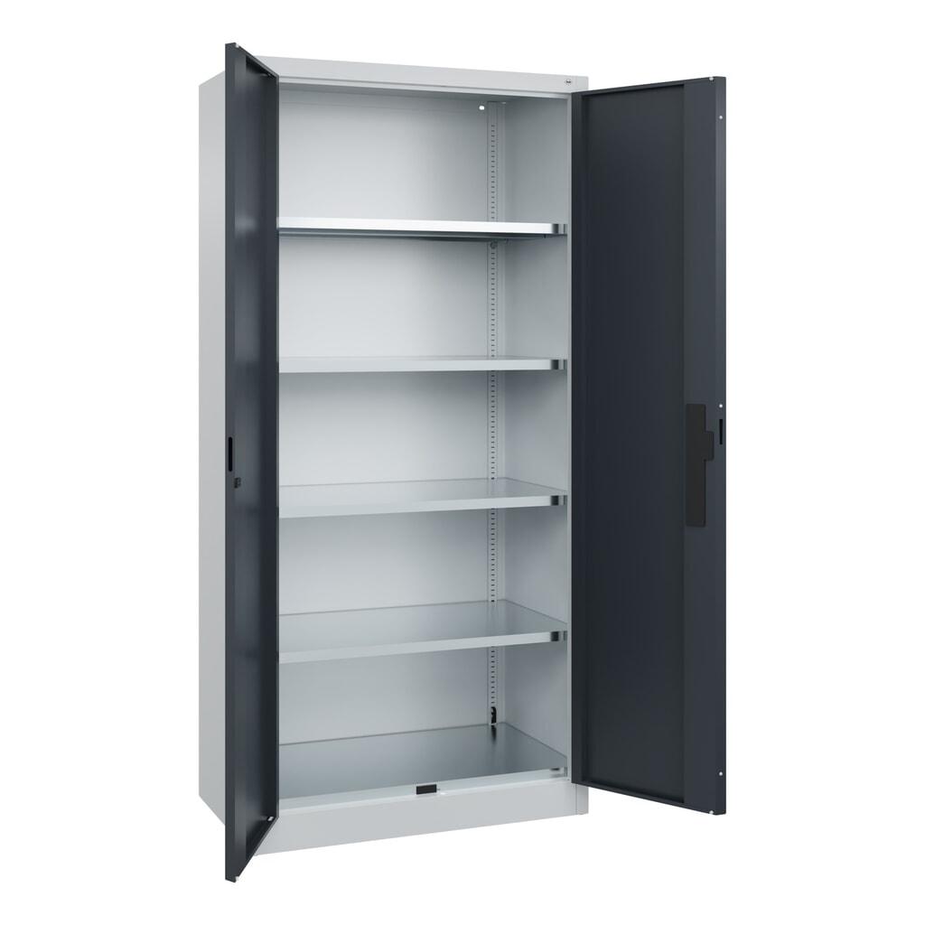 N° de l'image du produit 7 : Armoire pour charges lourdes C+P avec 4 tablettes, H x l x P 1 950 x 930 x 500 mm, gris clair, gris anthracite