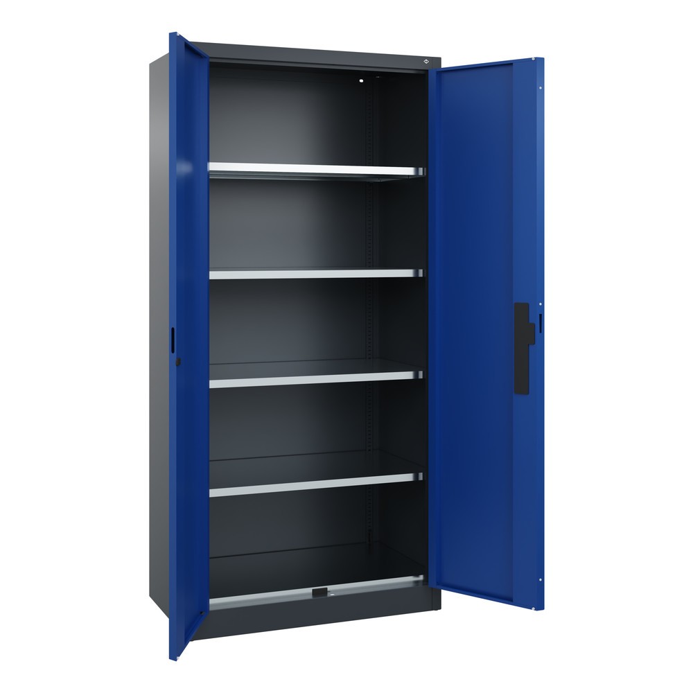 N° de l'image du produit 5 : Armoire pour charges lourdes C+P avec 4 tablettes, H x l x P 1 950 x 930 x 500 mm, gris anthracite, bleu gentiane