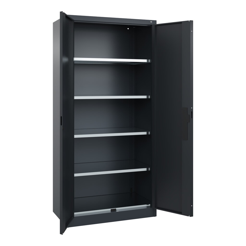 Armoire pour charges lourdes C+P avec 4 tablettes, H x l x P 1 950 x 930 x 500 mm, gris anthracite, gris noir N° de l'image du produit 6 : Armoire pour charges lourdes C+P avec 4 tablettes, H x l x P 1 950 x 930 x 500 mm, gris anthracite, gris noir