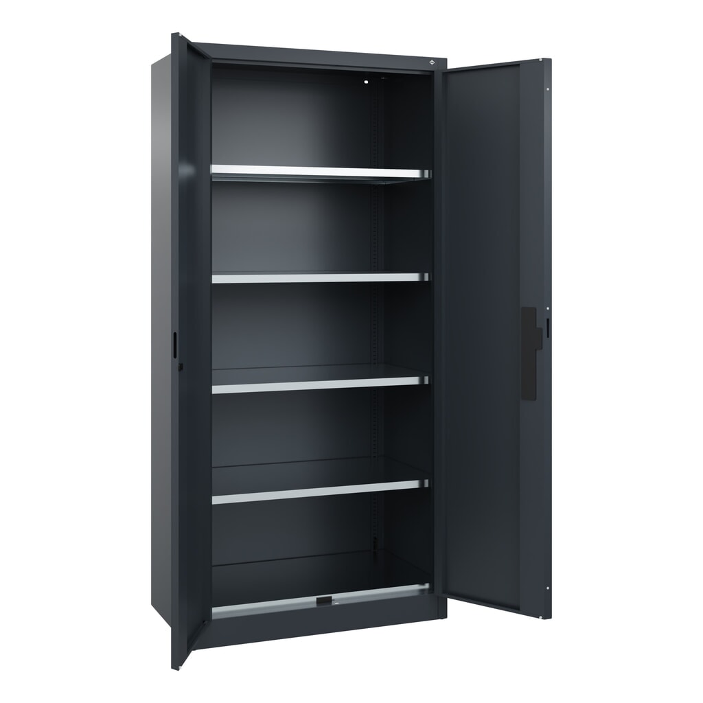 N° de l'image du produit 6 : Armoire pour charges lourdes C+P avec 4 tablettes, H x l x P 1 950 x 930 x 500 mm, gris anthracite, gris anthracite