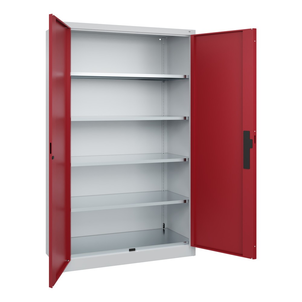 Numéro de l'image du produit 3: Armoire pour charges lourdes C+P avec 4 tablettes, H x l x P 1 950 x 1 200 x 500 mm, gris clair, rouge rubis