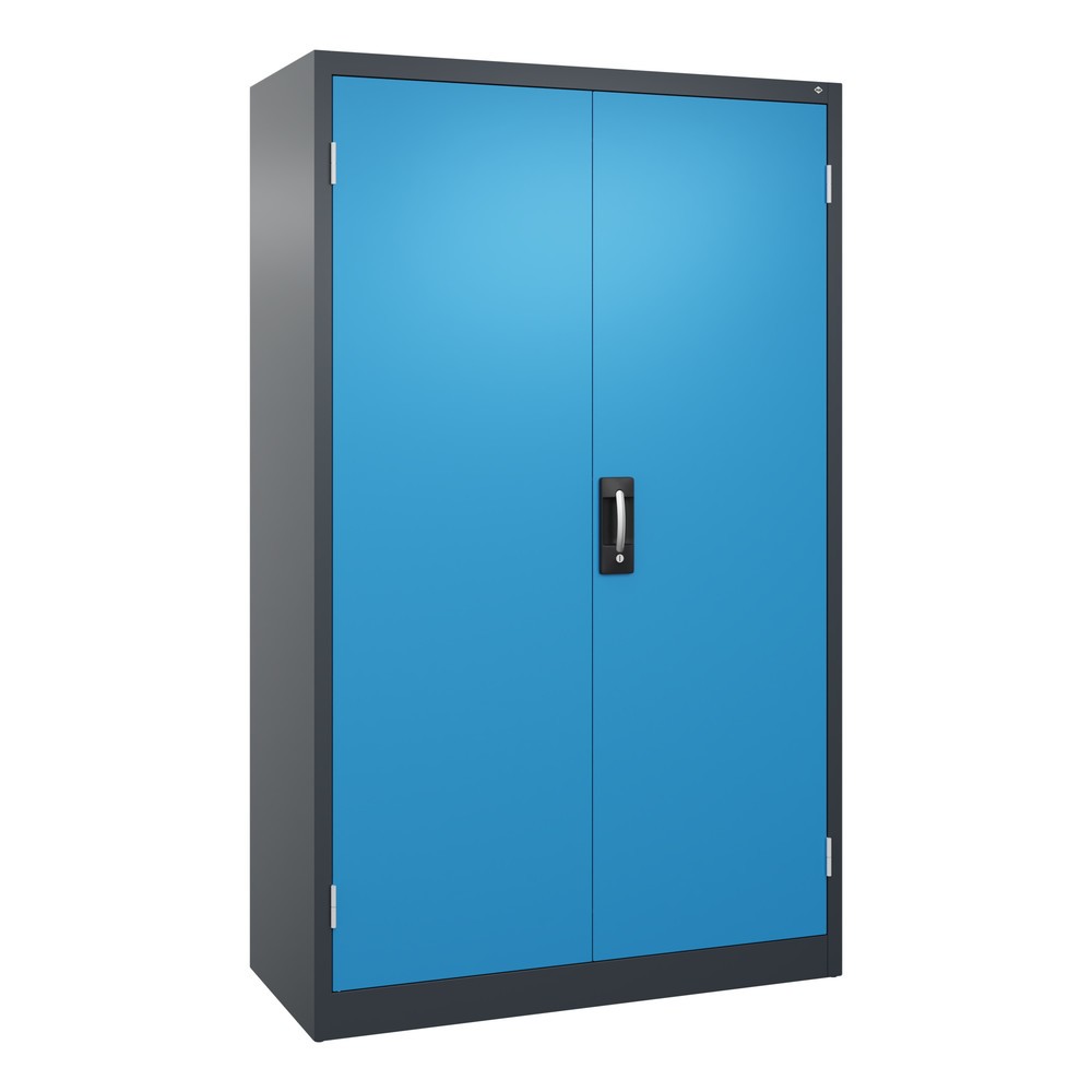 Illustration du produit: Armoire pour charges lourdes C+P avec 4 tablettes, H x l x P 1 950 x 1 200 x 500 mm, gris anthracite, bleu clair