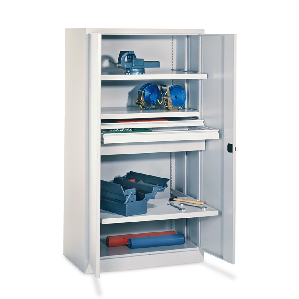 Armoire pour charges lourdes PAVOY Premium, 3 tablettes + tiroirs 3 x 175 mm, gris clair, gris clair N° de l'image du produit 4 : Armoire pour charges lourdes PAVOY Premium, 3 tablettes + tiroirs 3 x 175 mm, gris clair, gris clair