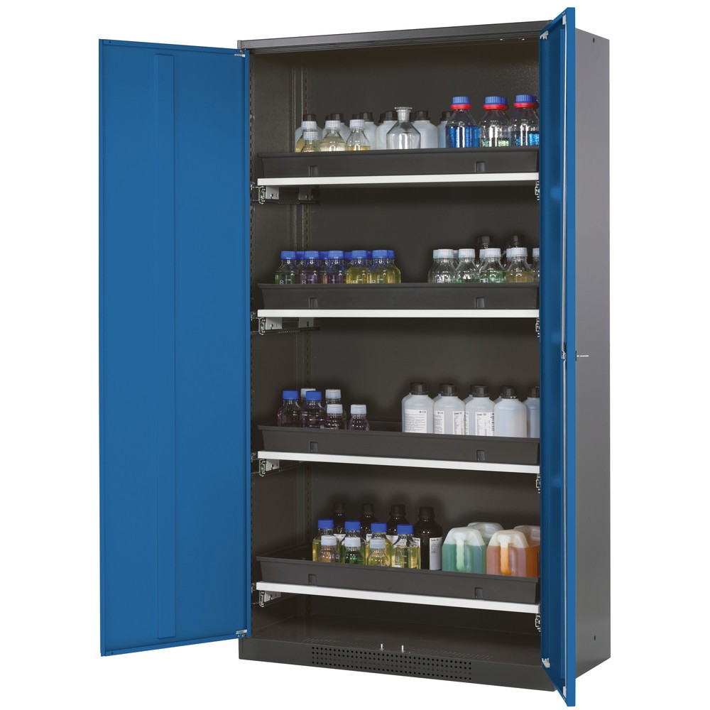 Illustration du produit: Armoire pour produits chimiques et toxiques asecos® avec tablettes extractibles, HxlxP 1 950 x 1 055 x 520 mm, bleu gentiane