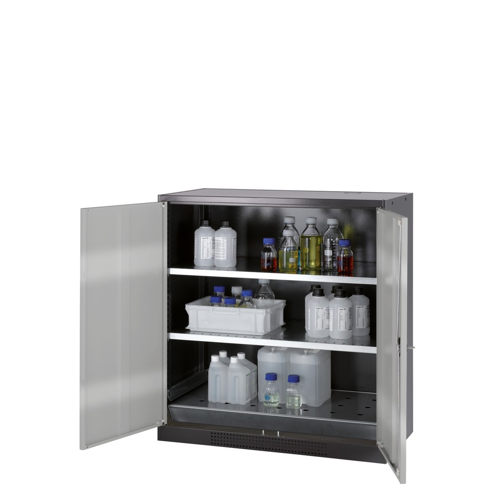 Numéro de l'image du produit 1: Armoire pour produits chimiques et toxiques asecos® avec tablettes, HxlxP 1 105 x 1 055 x 520 mm, blanc pur