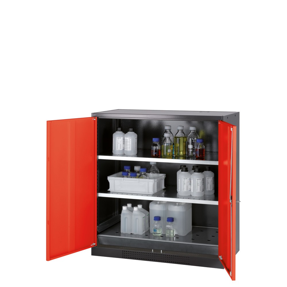 Numéro de l'image du produit 1: Armoire pour produits chimiques et toxiques asecos® avec tablettes, HxlxP 1 105 x 1 055 x 520 mm, rouge signalisation