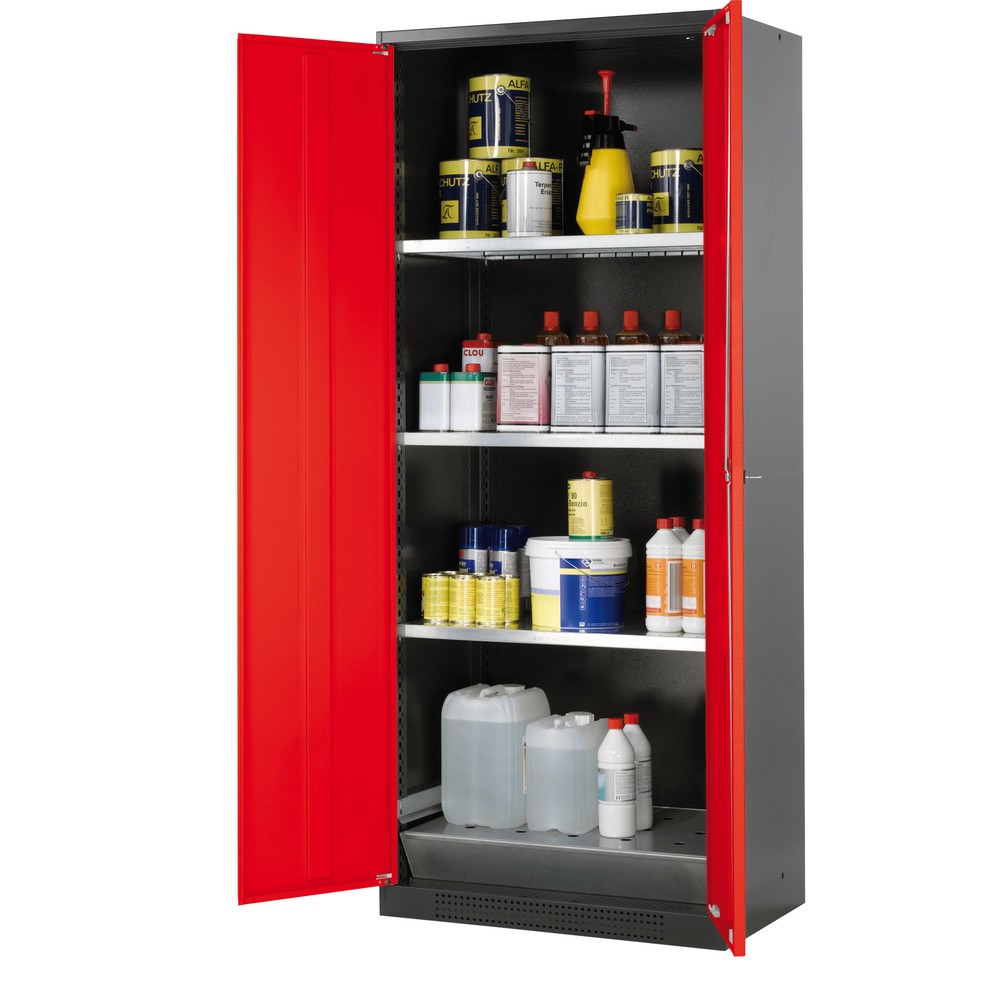 Armoire pour produits chimiques et toxiques asecos® avec tablettes, HxlxP 1 950 x 810 x 520 mm, rouge signalisation Illustration du produit: Armoire pour produits chimiques et toxiques asecos® avec tablettes, HxlxP 1 950 x 810 x 520 mm, rouge signalisation