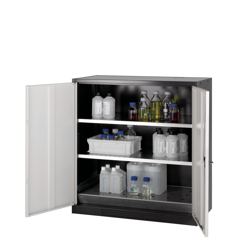 Numéro de l'image du produit 1: Armoire pour produits chimiques et toxiques asecos® avec tablettes, HxlxP 1 105 x 1 055 x 520 mm, gris clair