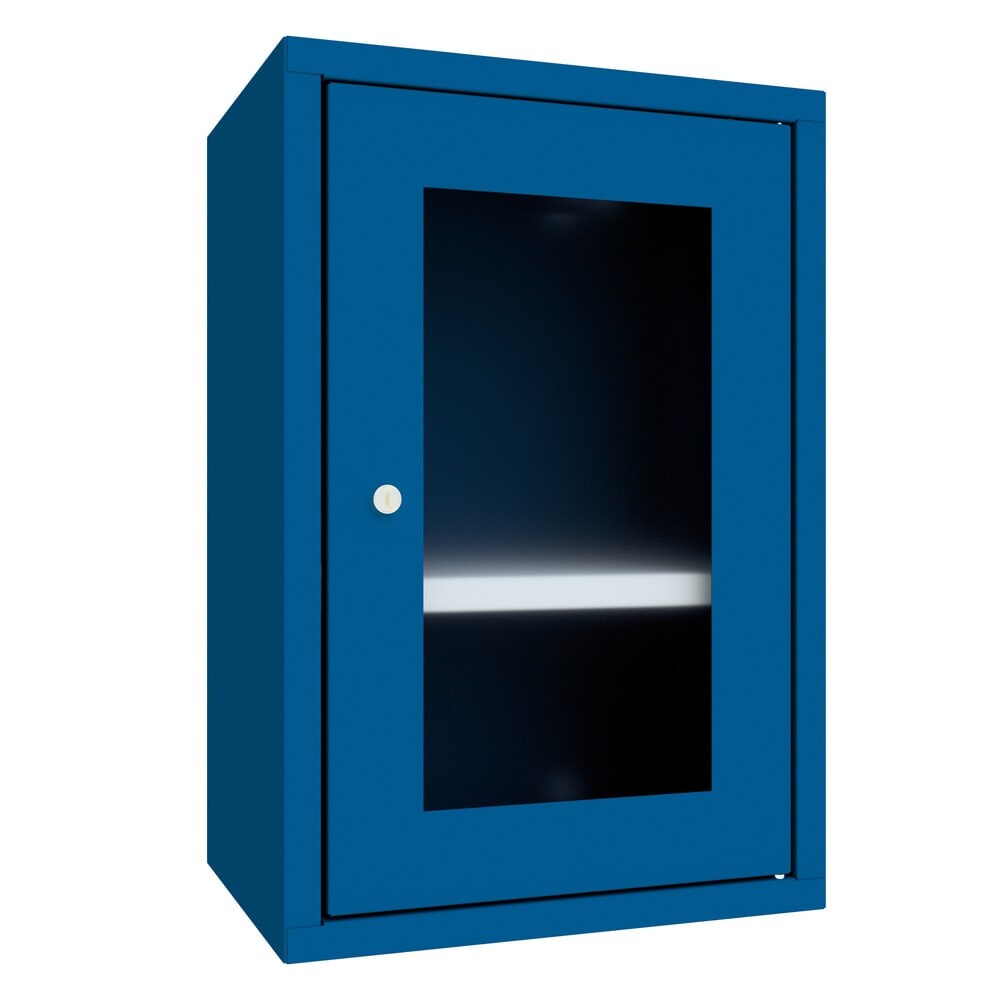 Numéro de l'image du produit 1: Armoire suspendue PAVOY avec regard, H x l x P 600 x 400 x 300 mm, bleu gentiane, bleu gentiane