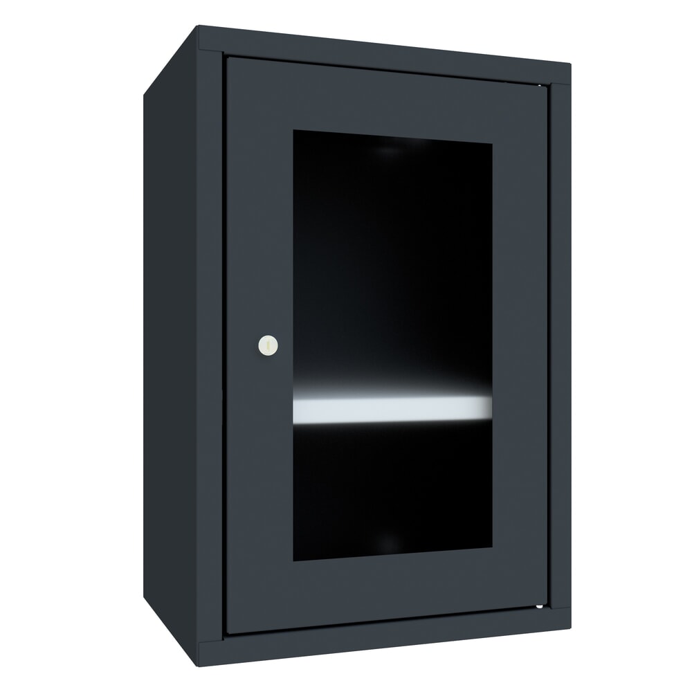 Numéro de l'image du produit 1: Armoire suspendue PAVOY avec regard, H x l x P 600 x 400 x 300 mm, gris anthracite, gris anthracite