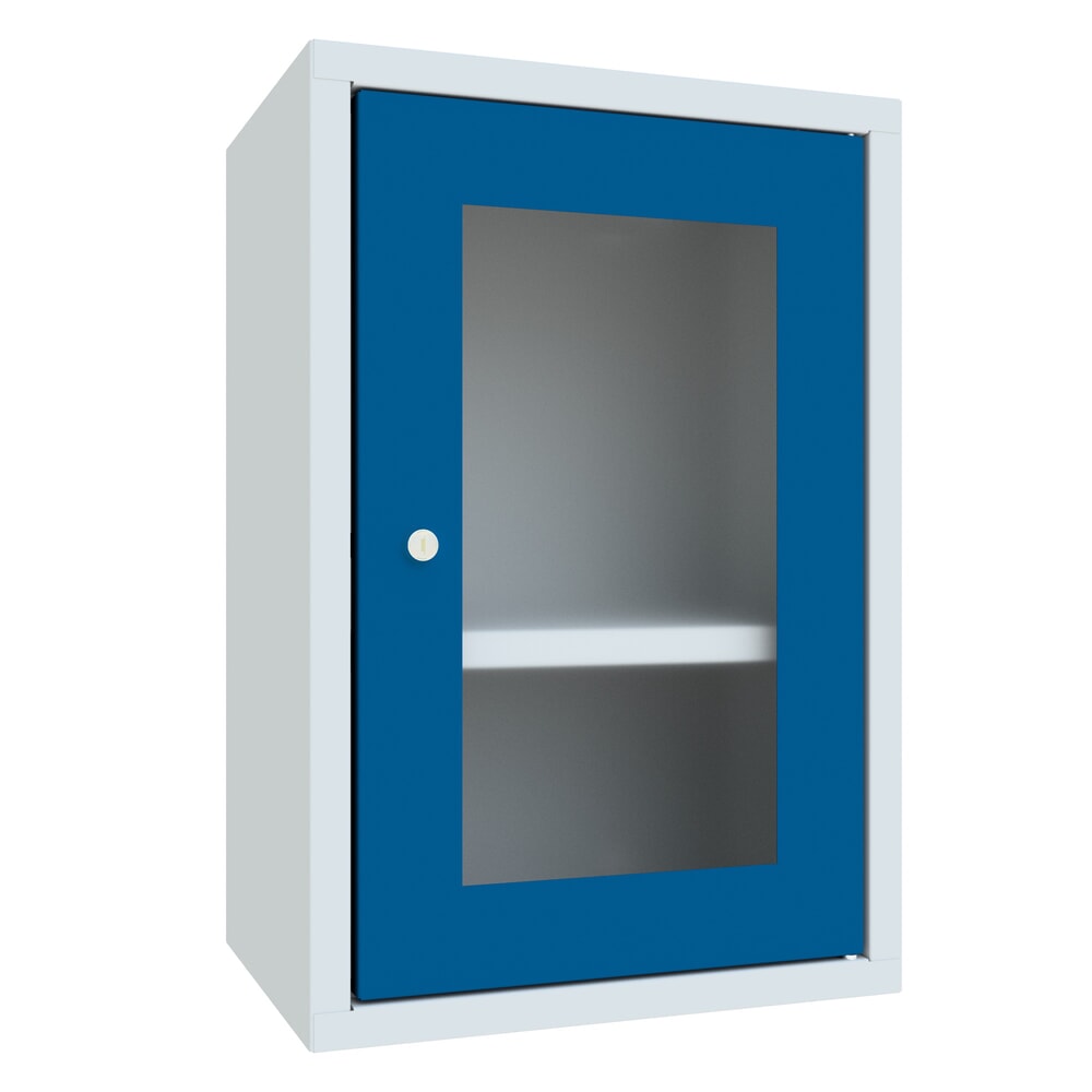 Numéro de l'image du produit 1: Armoire suspendue PAVOY avec regard, H x l x P 600 x 400 x 300 mm, bleu gentiane, gris clair