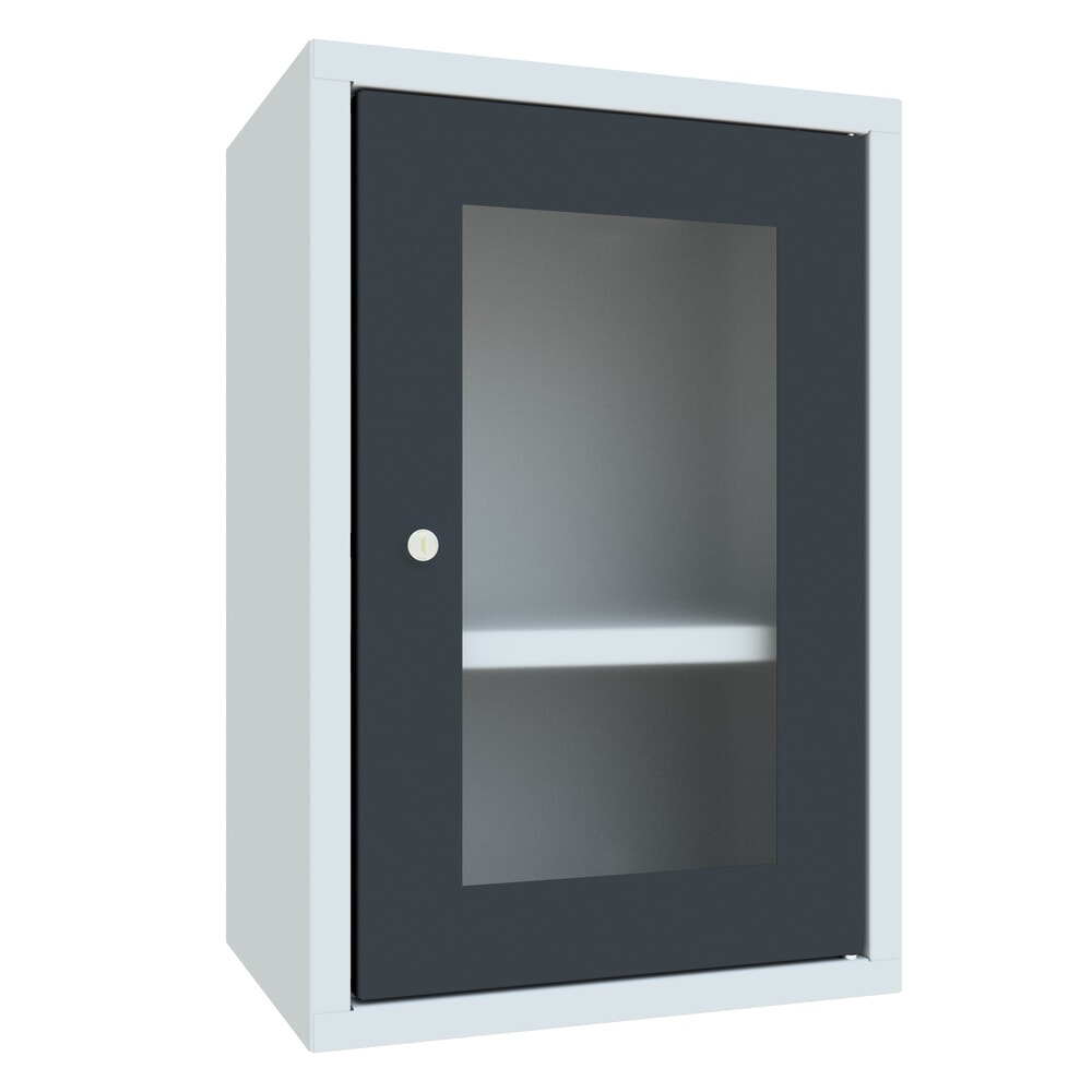 Numéro de l'image du produit 1: Armoire suspendue PAVOY avec regard, H x l x P 600 x 400 x 300 mm, gris anthracite, gris clair