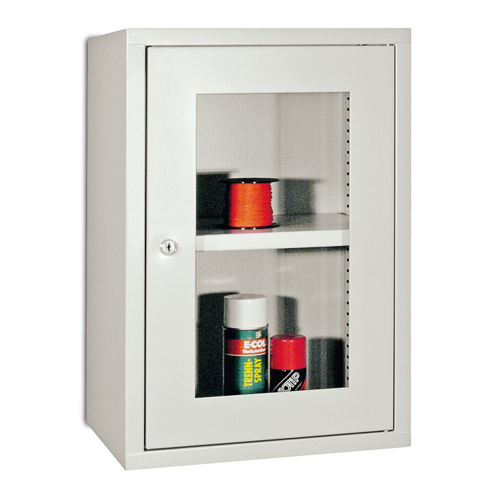 Armoire suspendue PAVOY avec regard, H x l x P 600 x 800 x 300 mm, gris clair, gris anthracite N° de l'image du produit 1 : Armoire suspendue PAVOY avec regard, H x l x P 600 x 800 x 300 mm, gris clair, gris anthracite