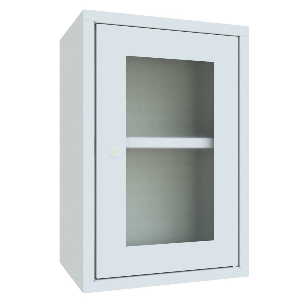 Numéro de l'image du produit 2: Armoire suspendue PAVOY avec regard, H x l x P 600 x 400 x 300 mm, paroi arrière perforée, gris clair, gris clair