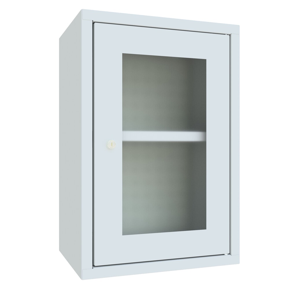 Numéro de l'image du produit 1: Armoire suspendue PAVOY avec regard, H x l x P 600 x 400 x 300 mm, paroi arrière perforée, gris clair, gris clair