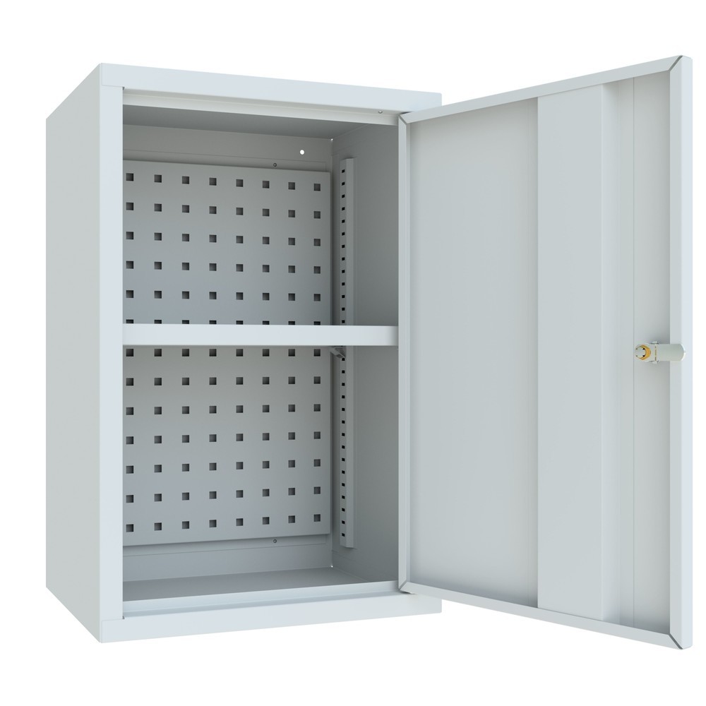 Numéro de l'image du produit 3: Armoire suspendue PAVOY, H x l x P 600 x 400 x 300 mm, paroi arrière perforée, gris clair, gris clair