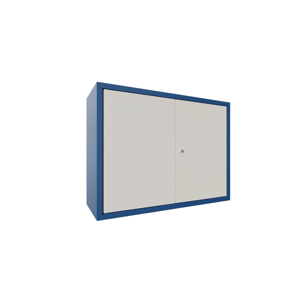 N° de l'image du produit 1 : Armoire suspendue PAVOY, H x l x P 600 x 800 x 300 mm, blanc pur, bleu gentiane