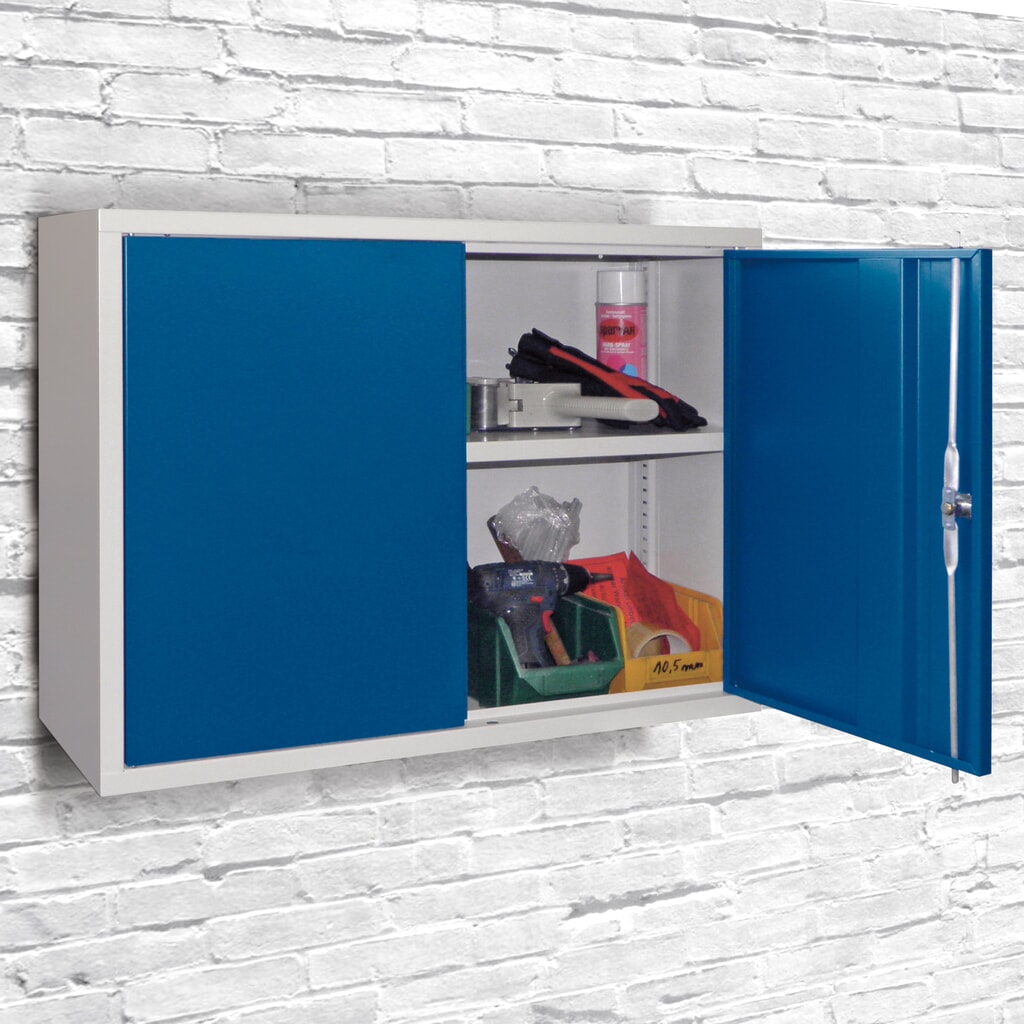 Armoire suspendue PAVOY, H x l x P 600 x 800 x 300 mm, paroi arrière perforée, bleu gentiane, bleu gentiane N° de l'image du produit 1 : Armoire suspendue PAVOY, H x l x P 600 x 800 x 300 mm, paroi arrière perforée, bleu gentiane, bleu gentiane