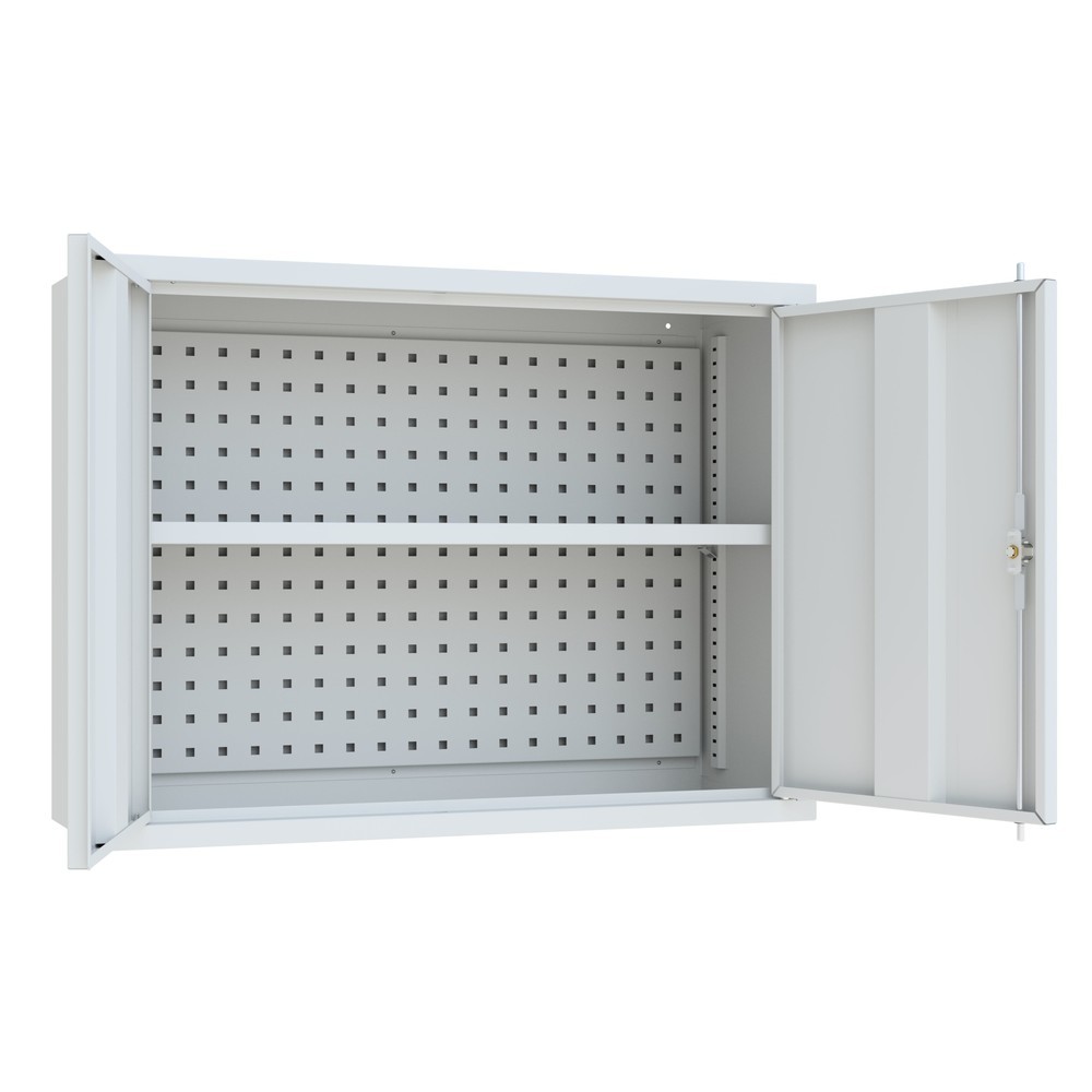 Numéro de l'image du produit 3: Armoire suspendue PAVOY, H x l x P 600 x 800 x 300 mm, paroi arrière perforée, gris clair, gris clair