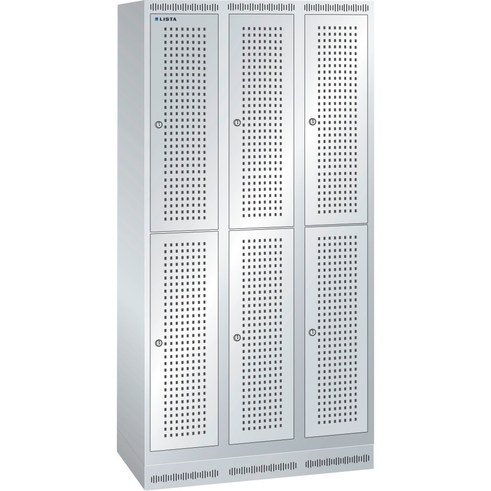 Illustration du produit: Armoire-vestiaire LISTA avec panneau perforé, (PxH) 500x1 800 mm, avec socle, 2 rangées, 3x2 compartiments, dispositif de fermeture