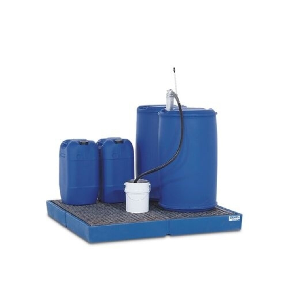 N° de l'image du produit 1 : Denios bac de rétention au sol classic-line en polyéthylène (PE) monobloc, avec grille en polyéthylène (PE), H x l x P 150 x 1 500 x 1 500 mm