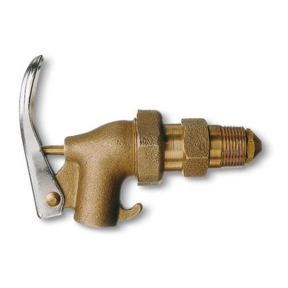 N° de l'image du produit 1 : Denios robinet de soutirage en laiton à fermeture automatique pour fûts en acier, diamètre du filetage 3/4 pouce, pour liquides non corrosifs