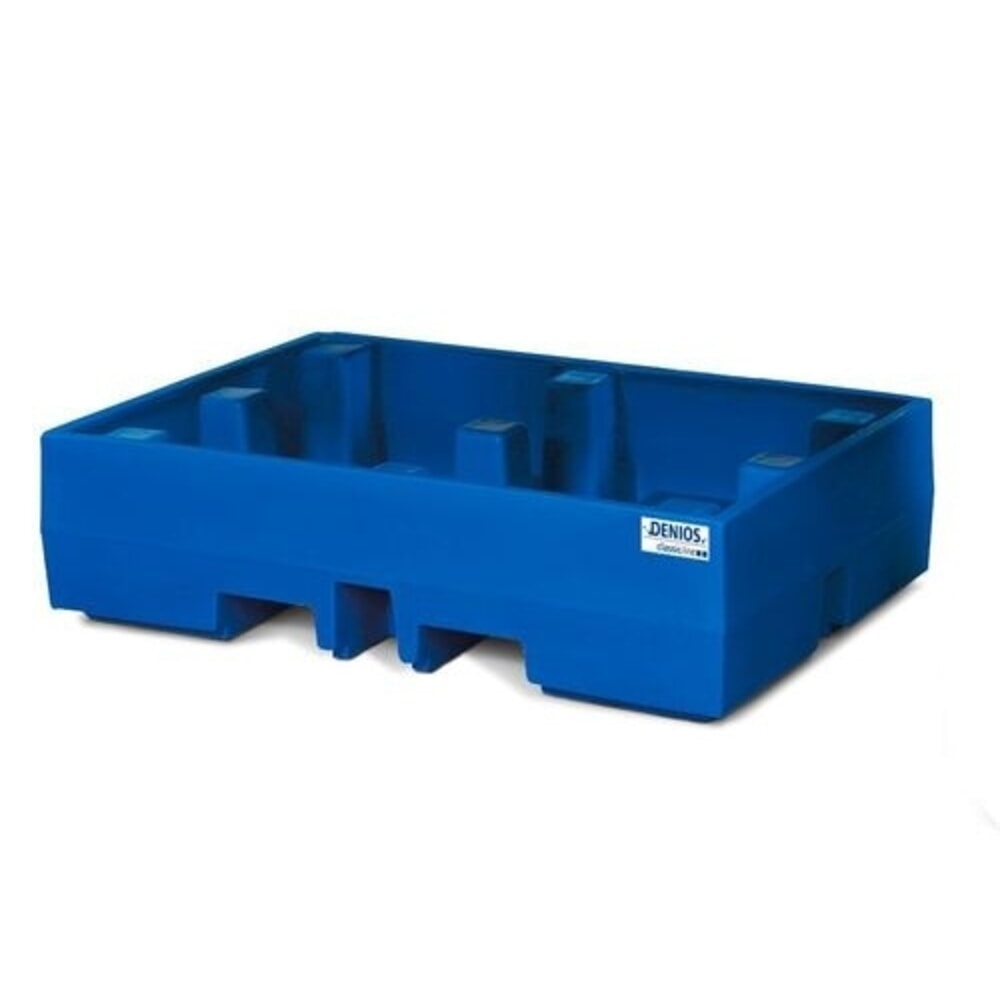 Illustration du produit: Denios bac de rétention classic-line en polyéthylène (PE) pour 2 fûts, sans grille, volume de 270 l, H x l x P 350 x 900 x 1 300 mm
