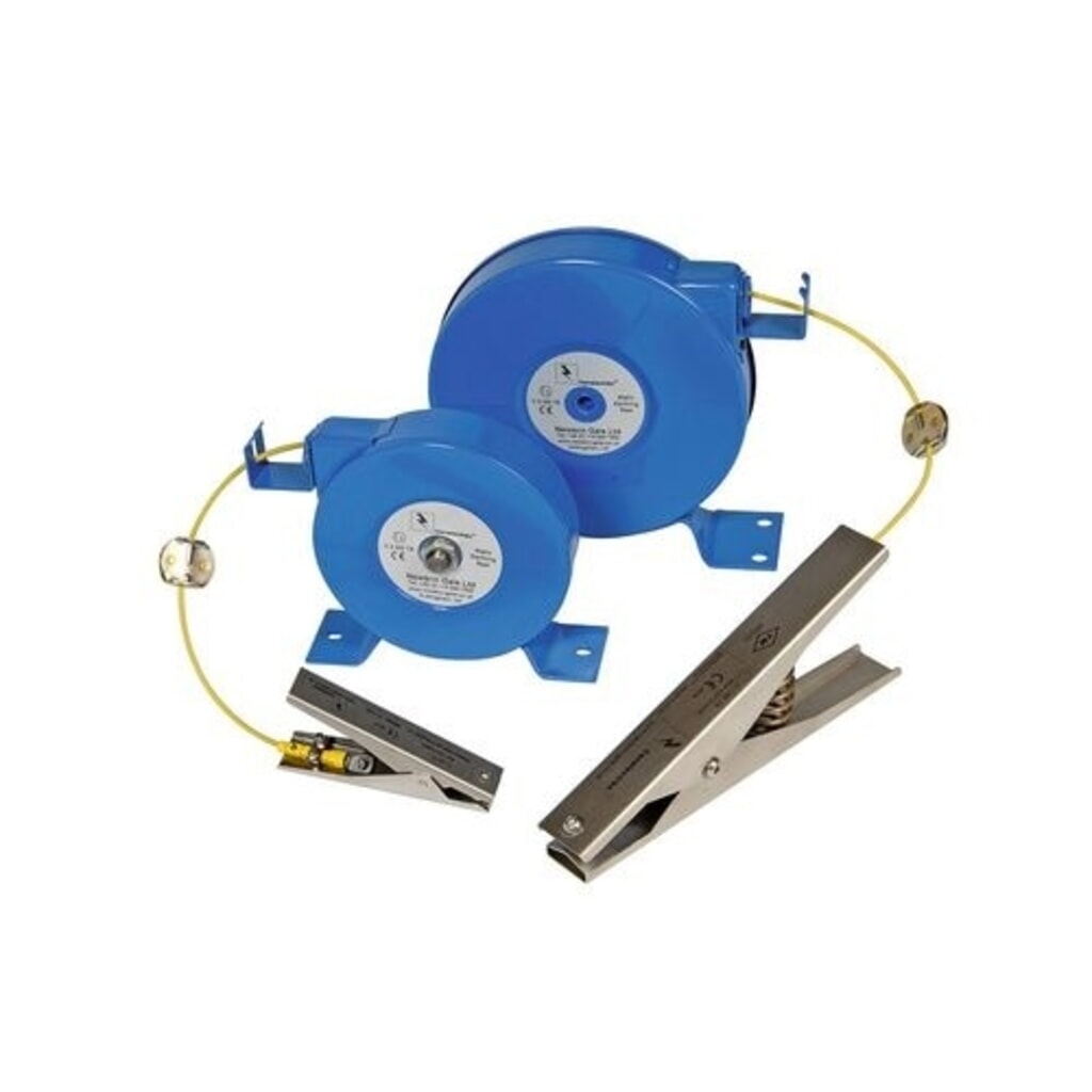 Denios dévidoir avec pince de mise à la terre en acier inoxydable Medium Duty 120 mm, 6,2 m, ATEX Illustration du produit: Denios dévidoir avec pince de mise à la terre en acier inoxydable Medium Duty 120 mm, 6,2 m, ATEX