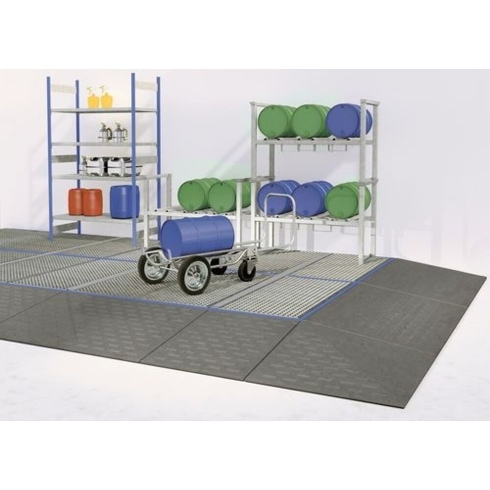 Illustration du produit: Denios bac de rétention au sol classic-line en polyéthylène (PE), élément unique, avec grille galvanisée, H x l x P 150 x 790 x 790 mm