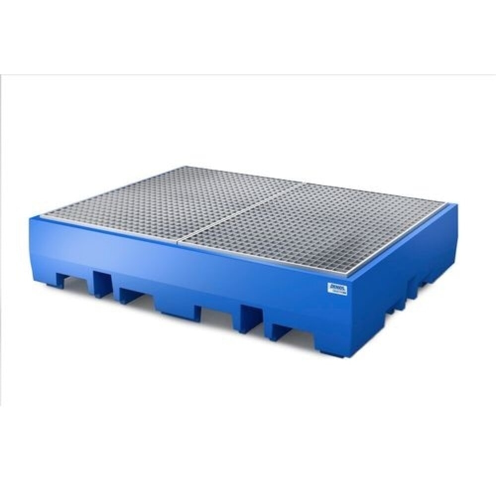 Illustration du produit: Denios bac de rétention des déversements classic-line en polyéthylène (PE) pour 4 fûts, grille galvanisée, H x l x P 350 x 1720 x 1300 mm