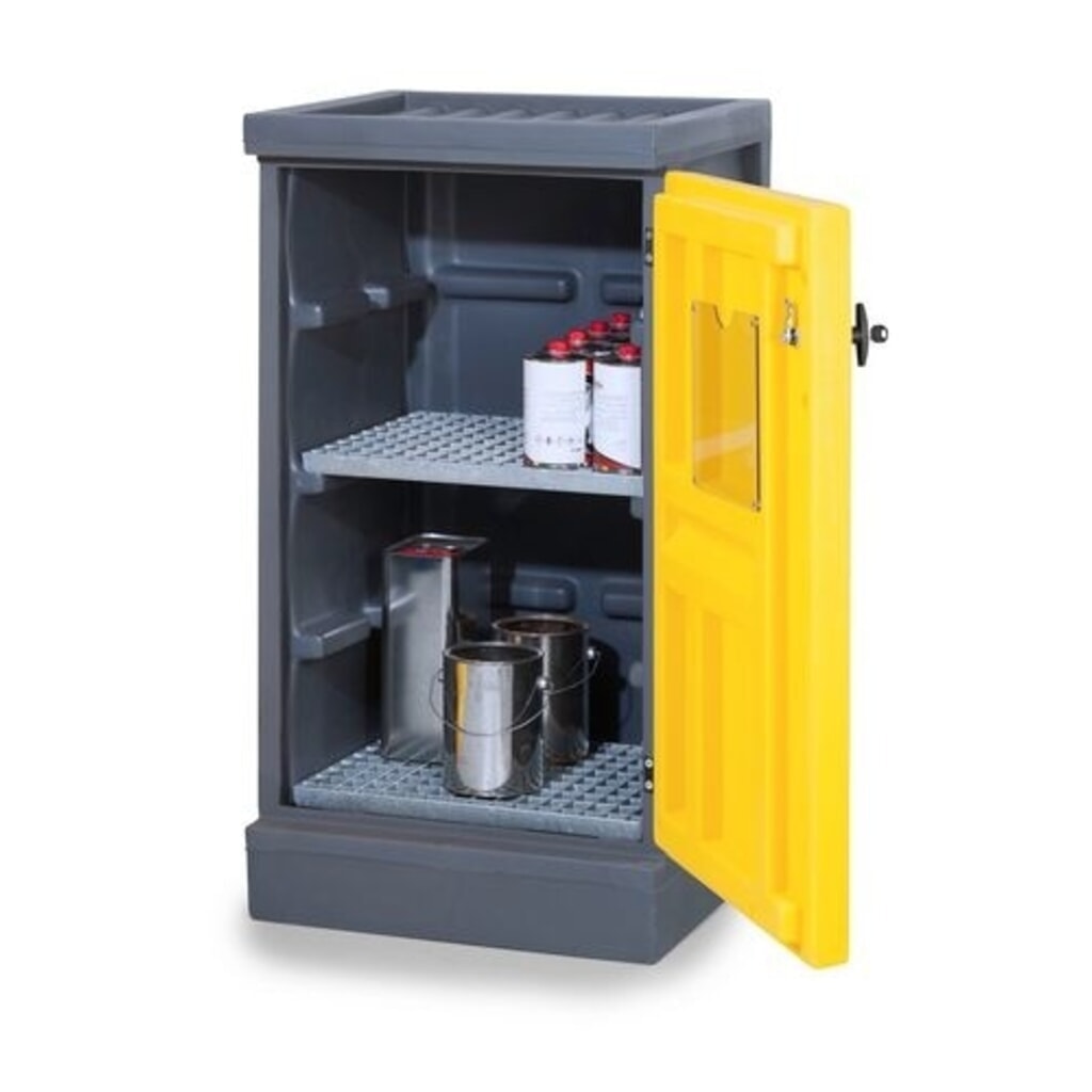 N° de l'image du produit 1 : Denios armoire pour produits chimiques en polyéthylène (PE), H x l x P 1 130 x 610 x 640 mm, 2 grilles galvanisées