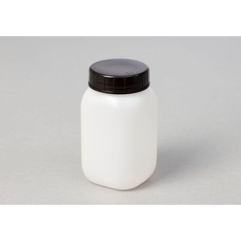 N° de l'image du produit 1 : Denios bouteilles à large ouverture en polyéthylène haute densité, carrées, transparentes naturelles, 250 ml, lot de 24