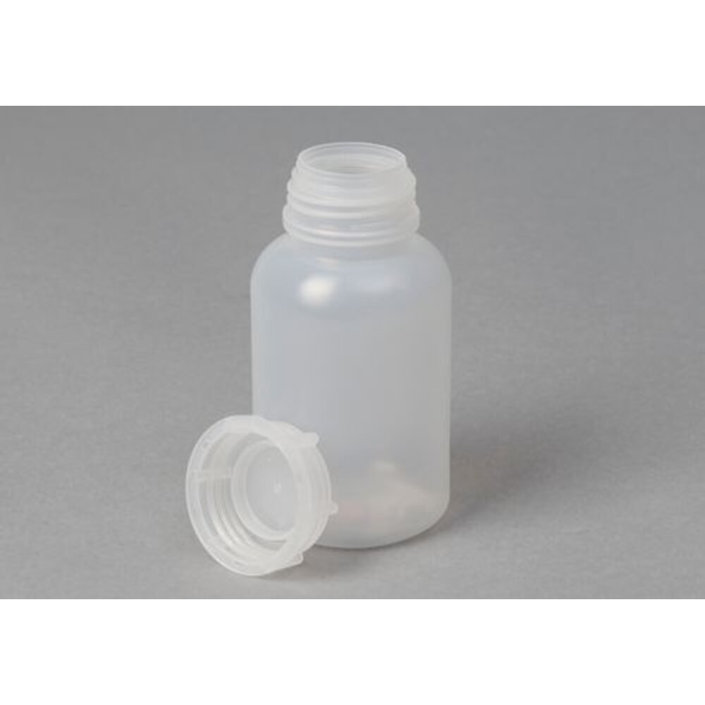 N° de l'image du produit 1 : Denios bouteilles à large ouverture en polyéthylène basse densité, rondes, transparentes naturelles, 250 ml, lot de 30