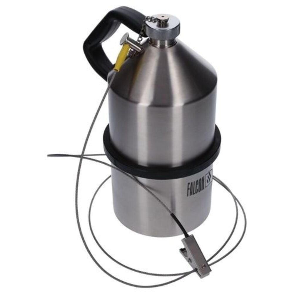 N° de l'image du produit 1 : Denios bidon de sécurité FALCON en acier inoxydable, connexion à la terre, bouchon à vis, 5 l