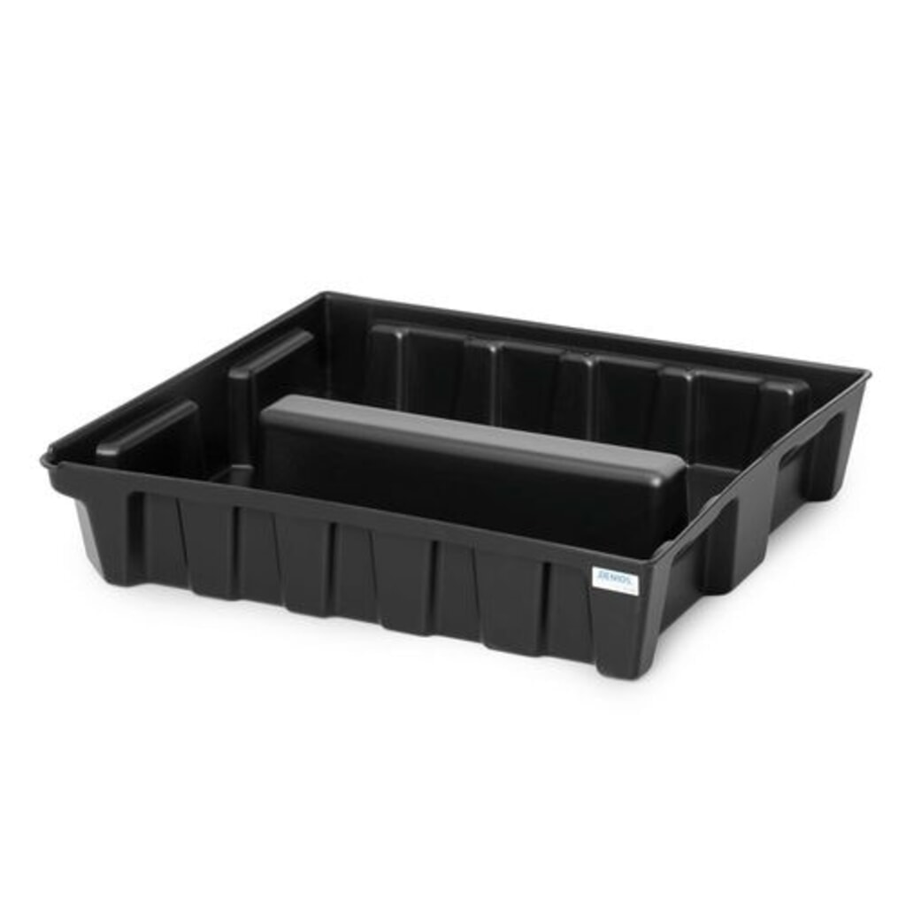 Denios bac de rétention pour petits bidons base-line en polyéthylène (PE), hauteur 160 mm, avec drain, sans grille, volume de 70 l Illustration du produit: Denios bac de rétention pour petits bidons base-line en polyéthylène (PE), hauteur 160 mm, avec drain, sans grille, volume de 70 l