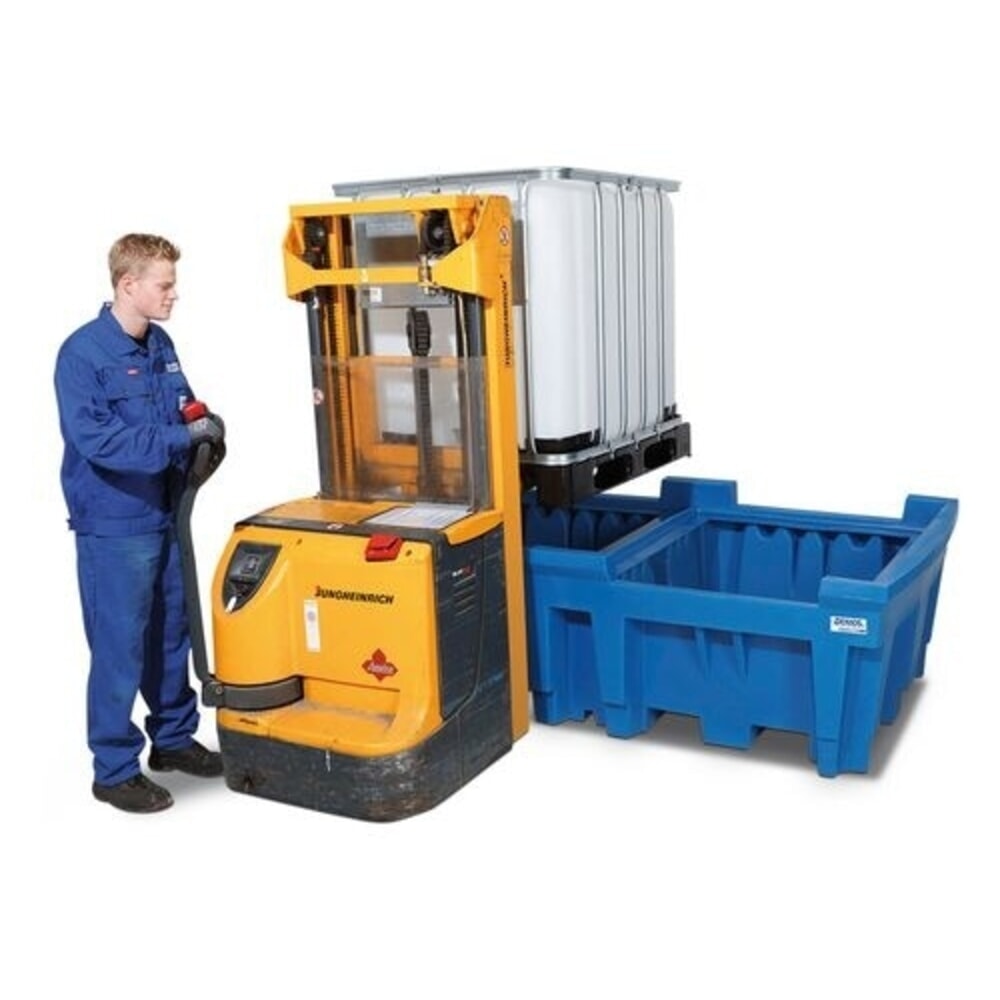 N° de l'image du produit 2 : Denios bac de rétention classic-line en polyéthylène (PE) pour 2 IBC, H x l x P 720 x 2 260 x 1 430 mm