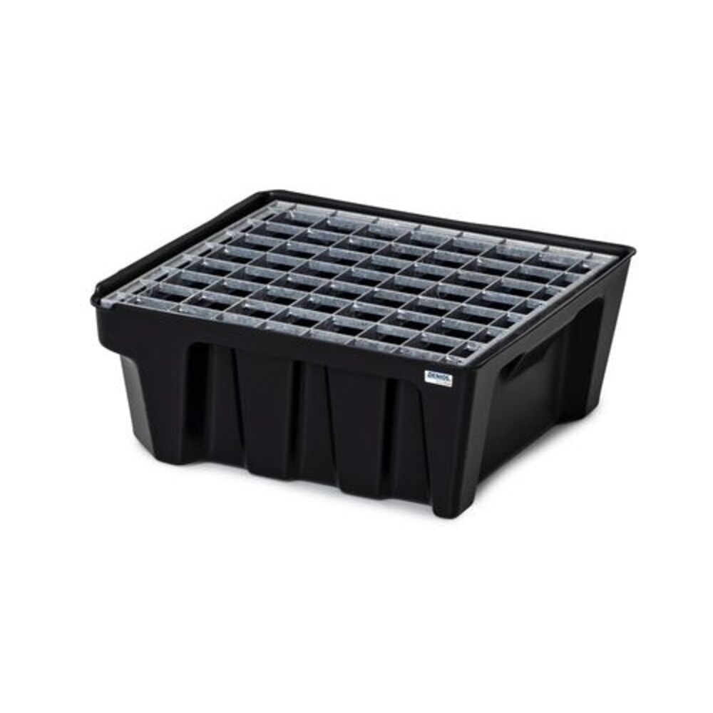 N° de l'image du produit 2 : Denios bac de rétention pour petits bidons base-line en polyéthylène (PE), hauteur 160 mm, avec drain et grille galvanisée, volume de 14 l