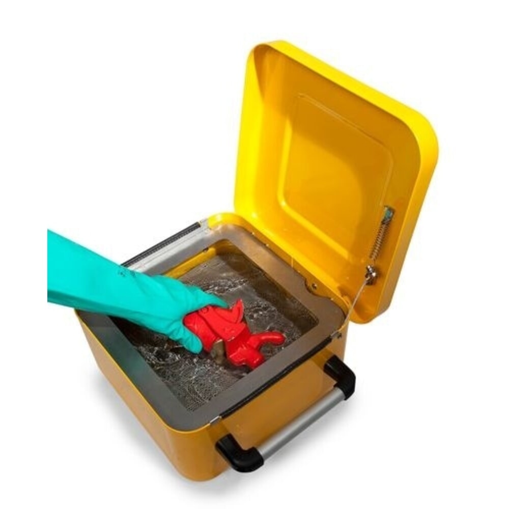 N° de l'image du produit 3 : Denios Nettoyeur de petites pièces FALCON en acier, connexion à la terre, peint, avec tamis d'immersion, 10 l