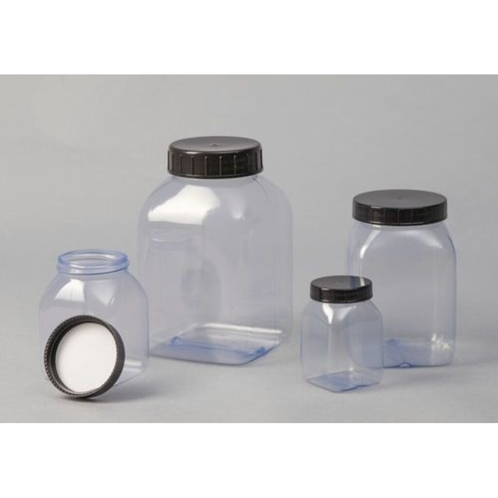 N° de l'image du produit 4 : Denios bouteilles à large ouverture en PVC naturel transparent, carrées, 2 000 ml, lot de 6