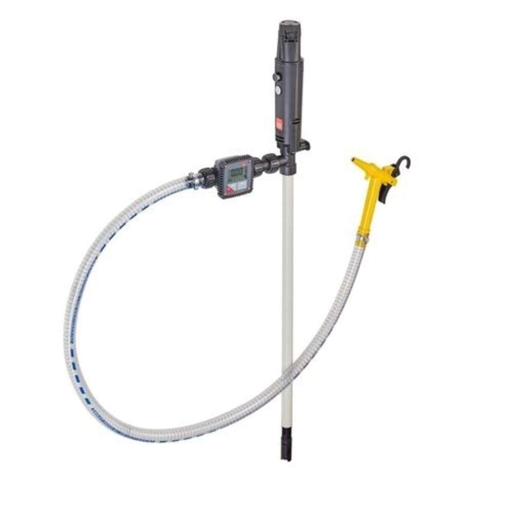 N° de l'image du produit 3 : Denios pompe pour fûts à batterie en polypropylène, tuyau 1,5 m, vanne de distribution, 75 W, profondeur d’immersion 500 mm