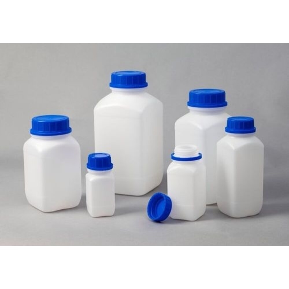 N° de l'image du produit 3 : Denios bouteilles à large ouverture en polyéthylène haute densité, carrées, transparentes naturelles, 1 500 ml, UN, lot de 6
