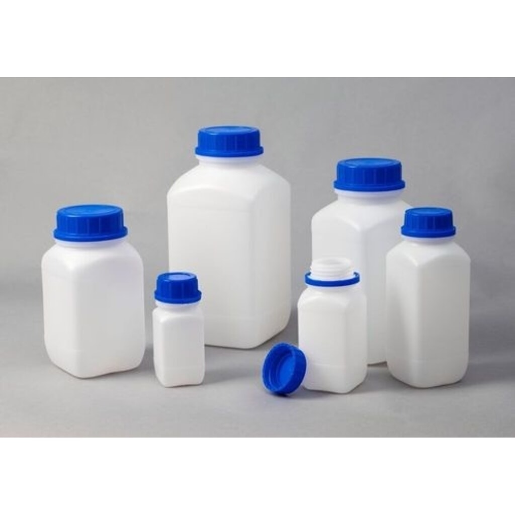 Denios bouteilles à large ouverture en polyéthylène haute densité, carrées, transparentes naturelles, 1 500 ml, UN, lot de 6 N° de l'image du produit 3 : Denios bouteilles à large ouverture en polyéthylène haute densité, carrées, transparentes naturelles, 1 500 ml, UN, lot de 6