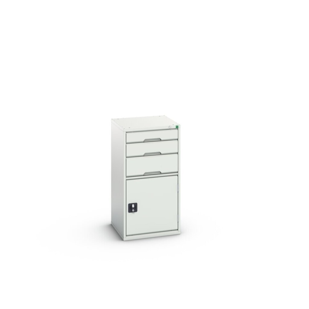 bott Armoire à tiroirs verso avec porte battante, avec 3 tiroirs et tablette, lxPxH : 525 x 550 x 1 000 mm N° de l'image du produit 3 : bott Armoire à tiroirs verso avec porte battante, avec 3 tiroirs et tablette, lxPxH : 525 x 550 x 1 000 mm
