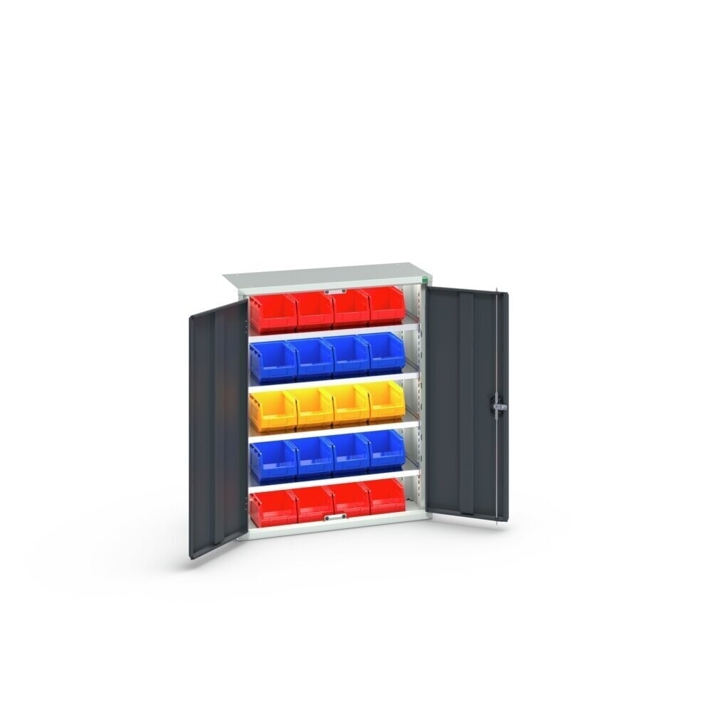 N° de l'image du produit 3 : bott Armoire à bacs verso, avec 4 tablettes et 20 bacs à bec, lxPxH : 800 x 350 x 1 000 mm