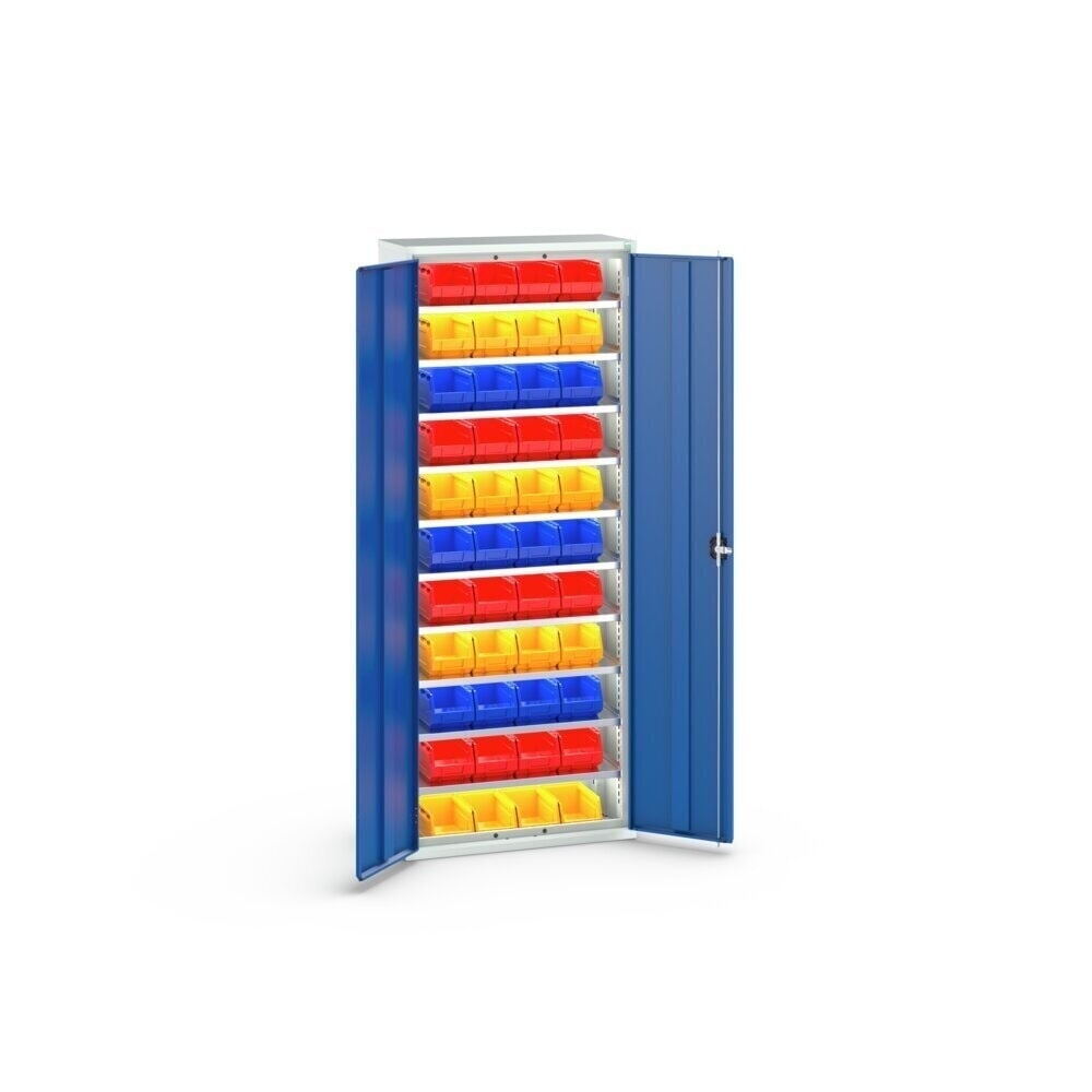 N° de l'image du produit 3 : bott Armoire à bacs verso, avec 10 tablettes et 44 bacs à bec, lxPxH : 800 x 350 x 2 000 mm